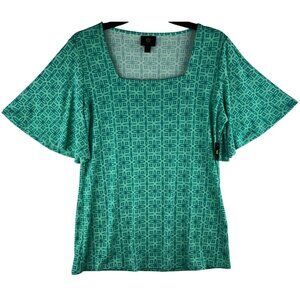 JM Collection Size Small Rayon Span Knit Square Neck Top Neo Jade